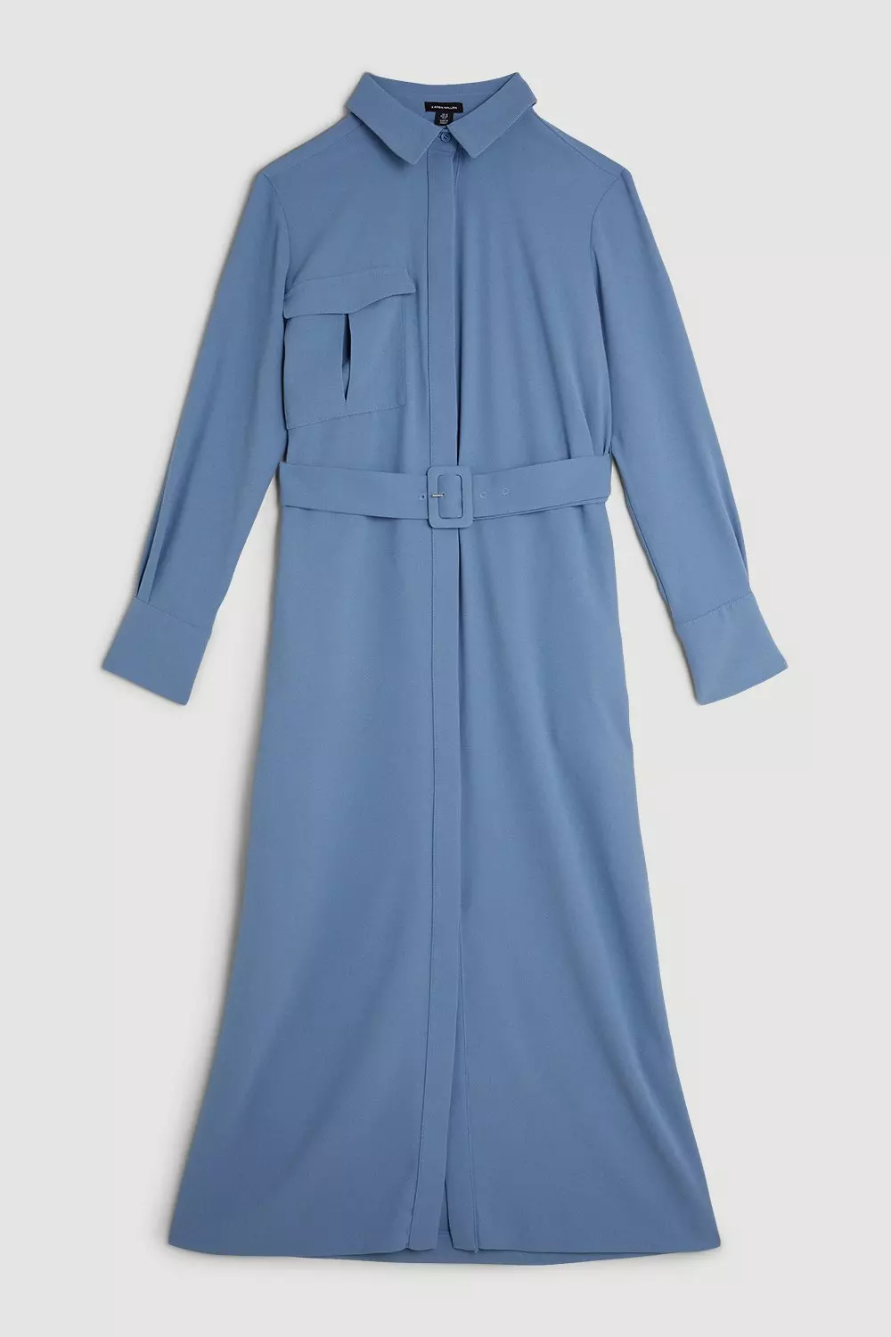 Tailored Crepe Pocket Detail Belted Midi Shirt Dress | Karen Millen